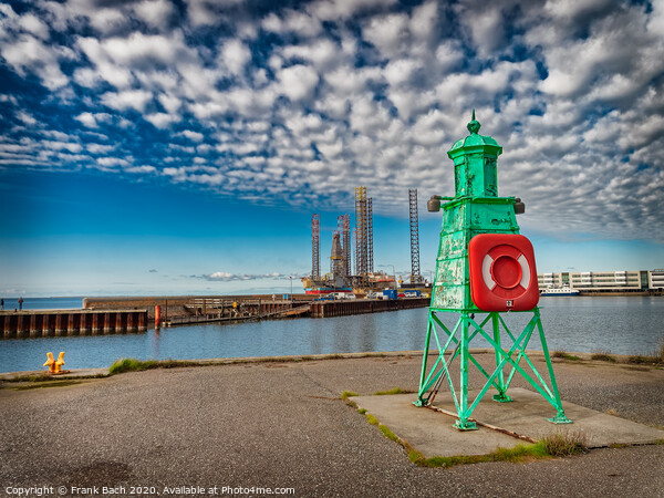 Retro lighthouse at the entrance to Esbjerg harbor, Denmark Picture Board by Frank Bach