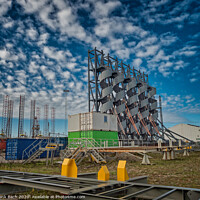 Buy canvas prints of Spiral stairs under production in Esbjerg harbor, Denmark by Frank Bach