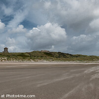 Buy canvas prints of Blaavand beach lighthouse at the North sea coast on a windy day, Denmark by Frank Bach