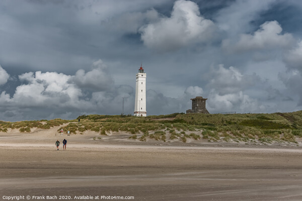 Blaavand beach lighthouse at the North sea coast on a windy day, Denmark Picture Board by Frank Bach