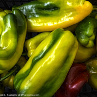 Buy canvas prints of Colorful peppers, natural background by Frank Bach