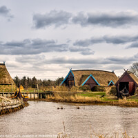 Buy canvas prints of Viking harbor with longboats in Bork by Frank Bach