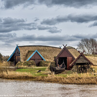 Buy canvas prints of Viking harbor with longboats in Bork by Frank Bach