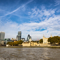 Buy canvas prints of Tower of London panorama seen from river Thames by Frank Bach