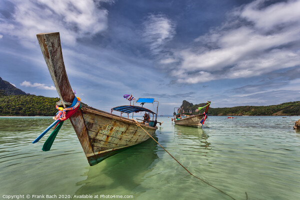 Longboats on Phi Phi Island  Thailand Picture Board by Frank Bach