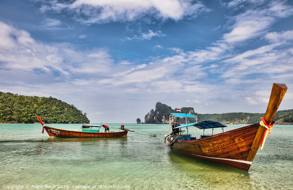 Longboats on Phi Phi Island  Thailand Picture Board by Frank Bach