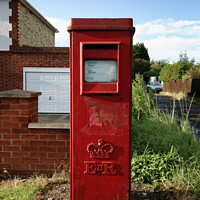 Buy canvas prints of Red post box by Frank Bach