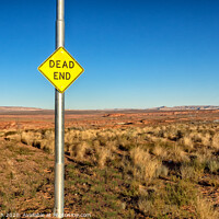 Buy canvas prints of Dead end sign in a rural countryside by Frank Bach