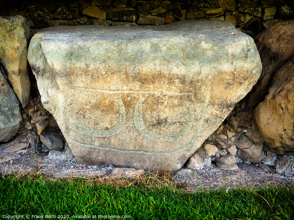 Knowth Neolithic Mound, Kerbstone with spirals and lozenges, Ireland Picture Board by Frank Bach