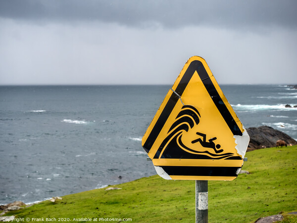 Dangerous waves warning sign, Ireland Picture Board by Frank Bach