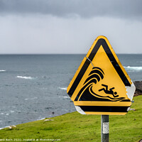 Buy canvas prints of Dangerous waves warning sign, Ireland by Frank Bach
