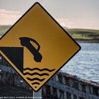 Buy canvas prints of Warning sign car in water by Frank Bach