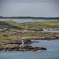 Buy canvas prints of White lady Mystery day time maritime marker lighthouse  at clifden bay, Ireland by Frank Bach