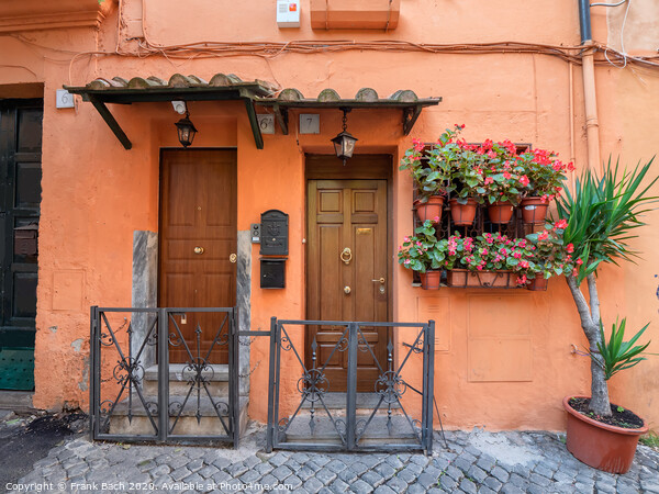 Small narrow streets in Trastevere, Rome Italy Picture Board by Frank Bach