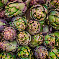Buy canvas prints of Artichokes for sale on a farmers market in Rome, Italy by Frank Bach