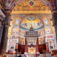 Buy canvas prints of Santa Maria in Trastevere Basilica interior, Rome Italy by Frank Bach