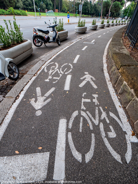 Shared pedestrian and bicycle road in Rome, Itale Picture Board by Frank Bach