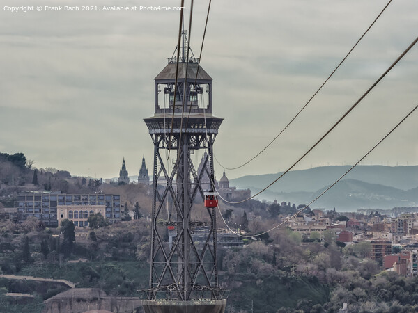 Torre Jaume I funicular with two cableway cars, Barcelona Picture Board by Frank Bach