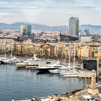 Buy canvas prints of View of the Harbor district in Barcelona by Frank Bach