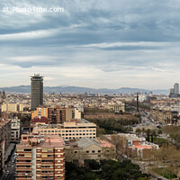 Buy canvas prints of Skyline aerial view of Barcelona by Frank Bach