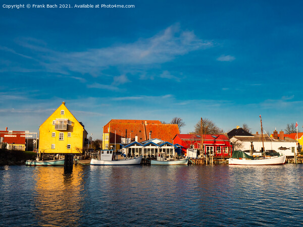 Karrebaeksminde small harbor with boats in rural Denmark Picture Board by Frank Bach