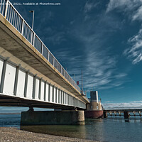 Buy canvas prints of Oddesund bridge at a fjord in rural Denmark by Frank Bach