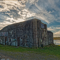 Buy canvas prints of Bunkers from WW2 now used for expositions at Oddesund at a fjord in rural Denmark by Frank Bach