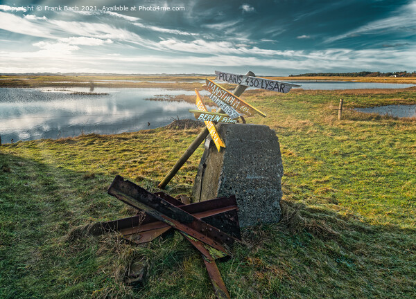 Signs near the bunkers at Oddesund at a fjord in rural Denmark Picture Board by Frank Bach