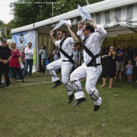 Buy canvas prints of CAMBRIDGE UK  JULY 29 2012: Morris Dancers performing at the Cam by Frank Bach
