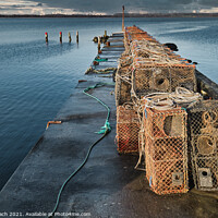 Buy canvas prints of Jetty in Juelsminde harbor for small boats, Jutland Denmark by Frank Bach