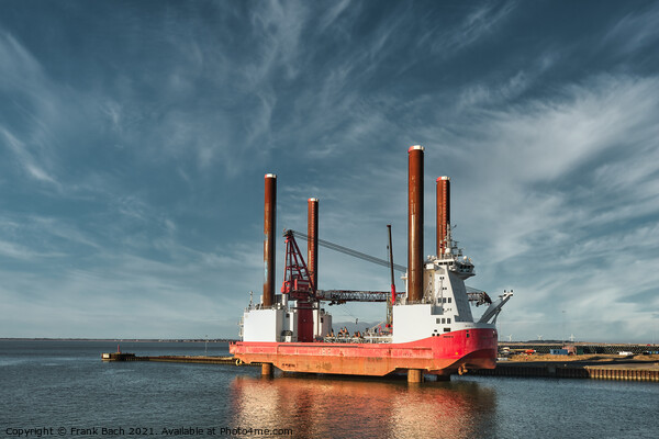 Wind power rigs in Esbjerg harbor. Denmark Picture Board by Frank Bach