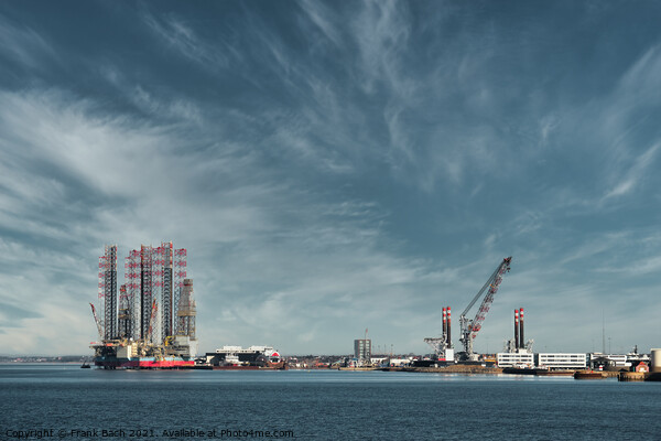Oil and Wind power rigs in Esbjerg harbor. Denmark Picture Board by Frank Bach