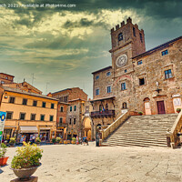 Buy canvas prints of Cortona main square in Umbria, Italy by Frank Bach