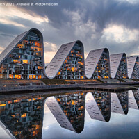 Buy canvas prints of The wave boelgen iconic modern apartments in Vejle, Denmark by Frank Bach