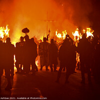 Buy canvas prints of Torches lit at Up Helly Aa by Richard Ashbee