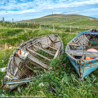 Buy canvas prints of Old decaying Shetland fishing boats by Richard Ashbee