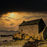 Buy canvas prints of Moonlight over Nesbister Bod, Shetland by Richard Ashbee