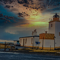 Buy canvas prints of Sunset at Eshaness lighthouse Shetland by Richard Ashbee