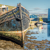 Buy canvas prints of Old Shetland fishing boat, Hays dock, Lerwick, She by Richard Ashbee