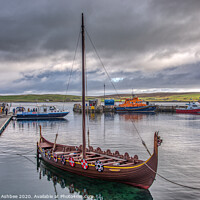 Buy canvas prints of Dim Riv Viking longship in Lerwick, Shetland by Richard Ashbee