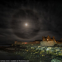 Buy canvas prints of Moon halo above Sandlodge, Shetland by Richard Ashbee