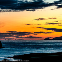 Buy canvas prints of Sunset over Foula, Shetland by Richard Ashbee