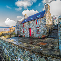 Buy canvas prints of Scalloway seafront stone house by Richard Ashbee