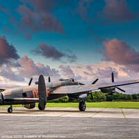 Buy canvas prints of RAF Lancaster at Sunset by Richard Ashbee