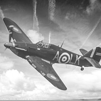 Buy canvas prints of Hawker Hurricane in Black & White by Richard Ashbee