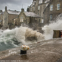 Buy canvas prints of Stormy seas hit Lerwick, Shetland by Richard Ashbee