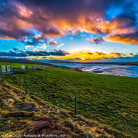 Buy canvas prints of Sunset at St Ninian's isle Shetland by Richard Ashbee