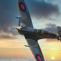 Buy canvas prints of WW2 Supermarine Spitfire at sunset by Richard Ashbee