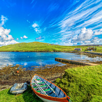 Buy canvas prints of Tranquil setting at Whiteness Voe, Shetland by Richard Ashbee