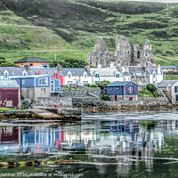 Buy canvas prints of Scalloway castle  seafront reflections, Shetland by Richard Ashbee